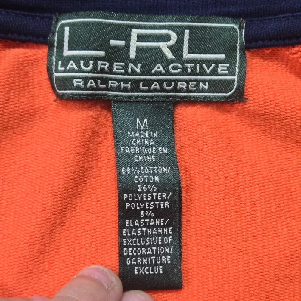 Lauren Active Ralph Lauren Orange Navy Colorblock Full Zip Track Jacket Womens M